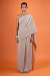 Buy_Tarun Tahiliani_Rose Gold Pleated Pre-draped Concept Saree _Online_at_Aza_Fashions