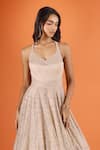 Shop_Seema Gujral_Beige Net Embroidery Halter , Sweetheart Gown _Online_at_Aza_Fashions