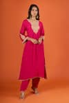 Buy Sheetal Batra Pink Embroidery V-neck Kaftan With Salwar at Aza Fashions Buy_Sheetal Batra_Pink Embroidery V-neck Kaftan With Salwar _at_Aza_Fashions