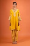 Buy Sheetal Batra Yellow Embroidery, Piping V-neck Kurta And Salwar Set Online at Aza Fashions Buy_Sheetal Batra_Yellow Embroidery, Piping V-neck Kurta And Salwar Set _Online_at_Aza_Fashions