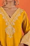 Shop Sheetal Batra Yellow Embroidery, Piping V-neck Kurta And Salwar Set Online at Aza Fashions Shop_Sheetal Batra_Yellow Embroidery, Piping V-neck Kurta And Salwar Set _Online_at_Aza_Fashions