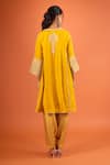 Shop Sheetal Batra Yellow Embroidery, Piping V-neck Kurta And Salwar Set at Aza Fashions Shop_Sheetal Batra_Yellow Embroidery, Piping V-neck Kurta And Salwar Set _at_Aza_Fashions