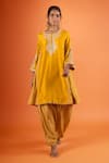 Sheetal Batra Yellow Embroidery, Piping Round Neck Kurta And Salwar Set at Aza Fashions Sheetal Batra_Yellow Embroidery, Piping Round Neck Kurta And Salwar Set _at_Aza_Fashions