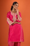 Sheetal Batra Pink Round Neck Embroidered Kurta And Salwar Set at Aza Fashions Sheetal Batra_Pink Round Neck Embroidered Kurta And Salwar Set _at_Aza_Fashions