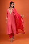 Sheetal Batra_Red Zari Collared Embroidered Kurta Set _at_Aza_Fashions