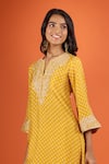 Buy_Sheetal Batra_Yellow Embroidery Mandarin Collar Kurta And Salwar Set _Online_at_Aza_Fashions