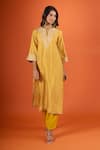 Buy_Sheetal Batra_Yellow Embroidery Mandarin Collar Kurta And Salwar Set 