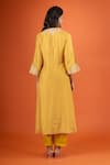 Shop_Sheetal Batra_Yellow Embroidery Mandarin Collar Kurta And Salwar Set _at_Aza_Fashions