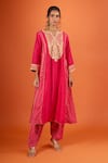Sheetal Batra Pink Embroidery V-neck Kurta And Salwar Set Online at Aza Fashions Sheetal Batra_Pink Embroidery V-neck Kurta And Salwar Set _Online_at_Aza_Fashions