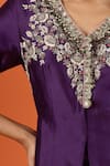 Prisho Purple Embroidery, Sequins V-neck Peplum Kurta With Sharara at Aza Fashions Prisho_Purple Embroidery, Sequins V-neck Peplum Kurta With Sharara _at_Aza_Fashions