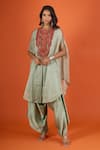 Buy Prisho Green Embroidery, Sequins Round Neck Kaftan Pant Set at Aza Fashions Buy_Prisho_Green Embroidery, Sequins Round Neck Kaftan Pant Set _at_Aza_Fashions