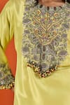 Prisho Yellow Beads Round Neck Embroidered Kurta And Sharara Set at Aza Fashions Prisho_Yellow Beads Round Neck Embroidered Kurta And Sharara Set _at_Aza_Fashions