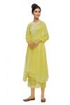 Buy Neha Khullar Yellow Silk, Kota Round Embroidered Kurta Set at Aza Fashions Buy_Neha Khullar_Yellow Silk, Kota Round Embroidered Kurta Set _at_Aza_Fashions