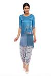 Buy_So Us By Sougatpaul_Blue Modal Satin Round Printed Kurta Dhoti Pant Set _at_Aza_Fashions