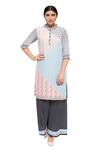 Buy_So Us By Sougatpaul_Multi Color Crepe Stand Collar Printed Kurta Palazzo Set _at_Aza_Fashions
