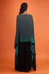 Shop_Tarun Tahiliani_Green Boat Neck Asymmetric Cape Set _at_Aza_Fashions