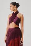 Aroka_Burgundy Modal, Satin Halter Neck Hope Top _Online_at_Aza_Fashions