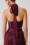 Buy_Aroka_Burgundy Modal, Satin Halter Neck Hope Top _Online_at_Aza_Fashions
