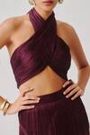 Shop_Aroka_Burgundy Modal, Satin Halter Neck Hope Top _Online_at_Aza_Fashions