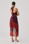 Shop_Aroka_Wine Modal, Satin Fringe Burnt Skirt _at_Aza_Fashions