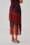 Shop_Aroka_Wine Modal, Satin Fringe Burnt Skirt _Online_at_Aza_Fashions