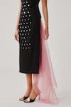 Shop_Aroka_Black Crepe, Organza Mirrors Bandeau Neck Rose Mirage Dress _Online_at_Aza_Fashions