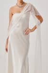 Shop_Aroka_Ivory Vegan Silk, Bandeau Neck White Peony Gown _Online_at_Aza_Fashions