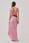 Shop Aroka Pink Modal, Satin, High , Sweetheart Rosette Ruched Crop Top at Aza Fashions Shop_Aroka_Pink Modal, Satin, High , Sweetheart Rosette Ruched Crop Top _at_Aza_Fashions