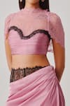 Buy Aroka Pink Modal, Satin, High , Sweetheart Rosette Ruched Crop Top Online at Aza Fashions Buy_Aroka_Pink Modal, Satin, High , Sweetheart Rosette Ruched Crop Top _Online_at_Aza_Fashions