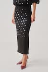 Aroka_Black Crepe Mirrors, Embroidery Constellation Skirt _Online_at_Aza_Fashions