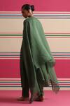 Shop_Beige_Green Chanderi, Cotton Satin Embroidery, Floral Pleated Kurta Set With Dupatta _at_Aza_Fashions