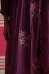Shop_Beige_Purple Chanderi, Cotton Satin Embroidery, Sequins, Floral Pleated Kurta Set _Online_at_Aza_Fashions