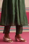 Beige_Green Chanderi, Cotton Satin Embroidery, Sequins, Beads, Floral Kurta Pant Set _Online_at_Aza_Fashions
