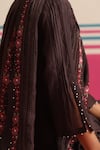 Beige_Brown Chanderi, Cotton Satin Sequins, Beads Round Floral Embroidered Kurta Set  _Online
