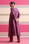 Shop_Beige_Purple Chanderi, Cotton Satin Sequins, Beads, Floral Kurta And Pant Set _at_Aza_Fashions