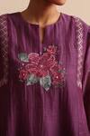 Buy_Beige_Purple Chanderi, Cotton Satin Beads, Sequins, Floral Kurta And Pant Set 