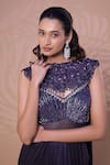 Shop_Jiya by Veer Design Studio_Purple Lycra, Net Sequins, Stones Metallic Saree Gown With Embellished Cape _Online_at_Aza_Fashions