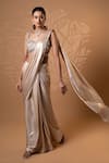 Buy_Jiya by Veer Design Studio_Gold Sequins, Beads, Embroidery Sweetheart Shimmer Pre-draped Saree With Blouse _at_Aza_Fashions