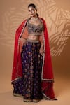 Buy_Jiya by Veer Design Studio_Purple Silk Embroidery, Mirrors, Beads, Tassels, Sequins Floral Lehenga Set _at_Aza_Fashions