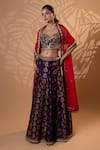 Buy_Jiya by Veer Design Studio_Purple Silk Embroidery, Mirrors, Beads, Tassels, Sequins Floral Lehenga Set _Online_at_Aza_Fashions