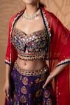 Shop_Jiya by Veer Design Studio_Purple Silk Embroidery, Mirrors, Beads, Tassels, Sequins Floral Lehenga Set _Online_at_Aza_Fashions