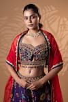 Jiya by Veer Design Studio_Purple Silk Embroidery, Mirrors, Beads, Tassels, Sequins Floral Lehenga Set _at_Aza_Fashions