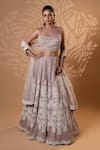 Buy_Jiya by Veer Design Studio_Pink Net Sequins, Beads, Embroidery Halter Neck, Keyhole Dusty Rose Lehenga Set _at_Aza_Fashions