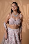 Buy_Jiya by Veer Design Studio_Blush Net Beads, Sequins, Embroidery, Metallic Thread Pink Lehenga Set _Online_at_Aza_Fashions