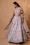 Shop_Jiya by Veer Design Studio_Blush Net Beads, Sequins, Embroidery, Metallic Thread Pink Lehenga Set _Online_at_Aza_Fashions