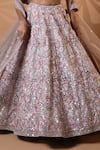 Jiya by Veer Design Studio_Blush Net Beads, Sequins, Embroidery, Metallic Thread Pink Lehenga Set _at_Aza_Fashions
