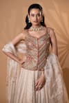 Buy_Jiya by Veer Design Studio_Rust Net Embroidery, Sequins, Beads Sweetheart Neck Blouse Lehenga Set 