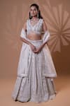 Buy_Jiya by Veer Design Studio_Off White Organza, Net Embroidery, Mirrors, Beads, Ivory Embellished Lehenga Set _at_Aza_Fashions