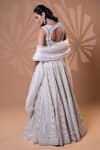 Shop_Jiya by Veer Design Studio_Off White Organza, Net Embroidery, Mirrors, Beads, Ivory Embellished Lehenga Set _at_Aza_Fashions