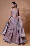 Buy_Jiya by Veer Design Studio_Pink Modal, Satin Mirrors, Embroidery, Metallic Printed Lehenga Blouse Set _at_Aza_Fashions